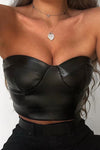 Black PU Bustier Corset Crop Top