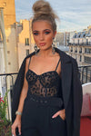 Black Leopard Print Sheer Mesh Bodysuit