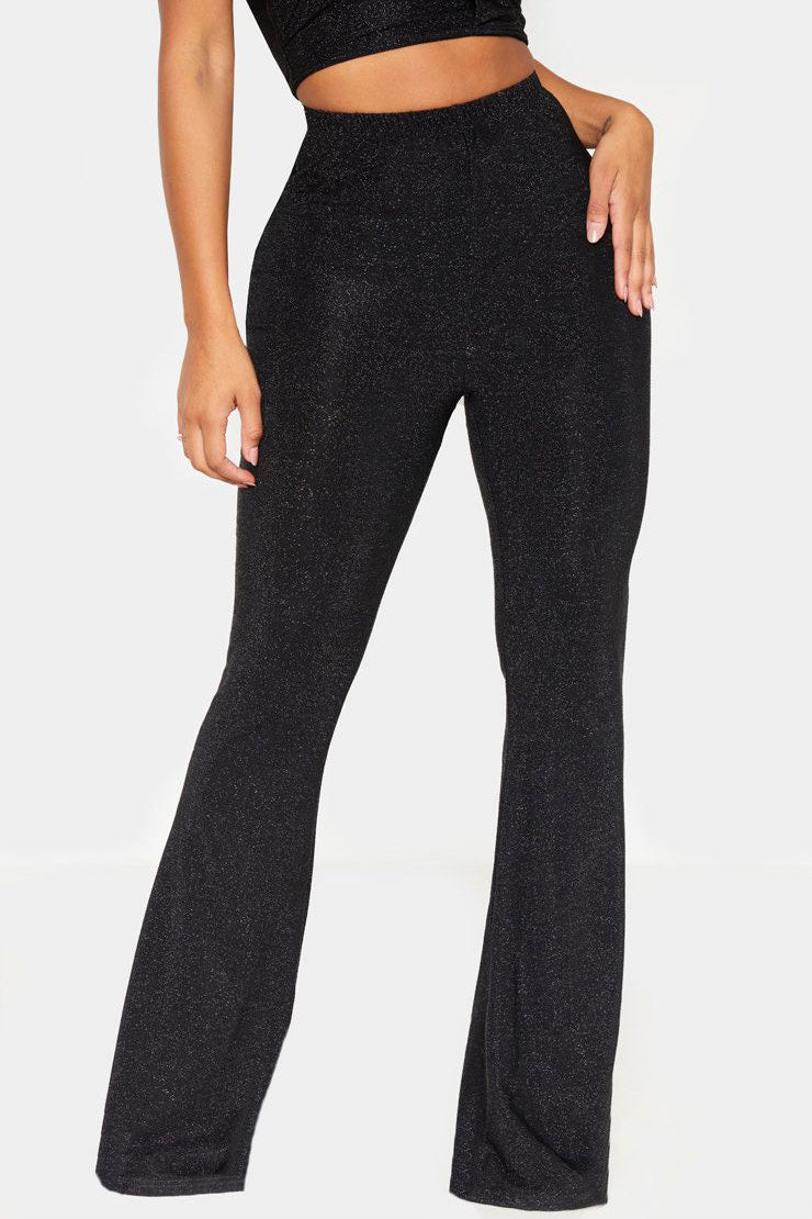 Black Glitter Wide Leg Trousers