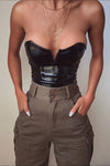 Black Vinyl Bustier Corset Bodysuit