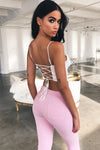 White Cupped Lace Back Crop Top