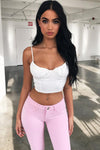 White Cupped Lace Back Crop Top