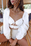 White Lace Front Milkmaid Crop Top