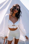 White Lace Front Milkmaid Crop Top