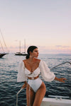 White Lace Front Milkmaid Crop Top