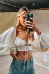 White Lace Front Milkmaid Crop Top