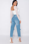 Cream Ruched Sheer Puff Sleeve Bodysuit