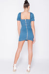 Light Wash Denim Bustier Bodycon Mini Dress
