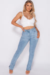 Light Wash Side Split Hem Denim Jeans