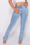 Light Wash Side Split Hem Denim Jeans