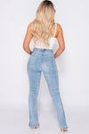 Light Wash Side Split Hem Denim Jeans