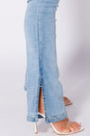 Light Wash Side Split Hem Denim Jeans