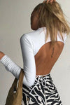 White High Neck Tie Back Crop Top