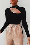 Black High Neck Cut Out Bodysuit