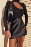 Black High Neck Cut Out Bodysuit