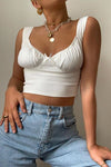 White Ruched Bustier Milkmaid Crop Top