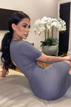 Grey Ribbed Corset Unitard