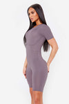 Grey Ribbed Corset Unitard
