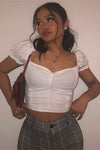 White Ruched Milkmaid Crop Top