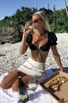 Black Tie Front Milkmaid Crop Top