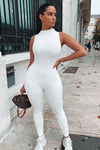 White High Neck Sleeveless Jumpsuit