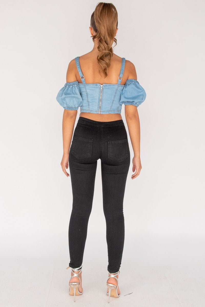 Black Multi Ripped High Waisted Jeans