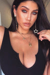 Black Ribbed V Neck Crop Top