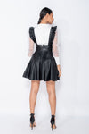 Black Faux Leather Frill Pinafore Dress