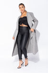 Light Grey Oversized Belted Waterfall Coat