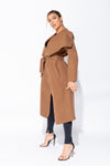 Brown Oversized Belted Waterfall Coat