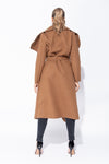 Brown Oversized Belted Waterfall Coat