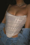 White Chiffon Boned Corset Crop Top
