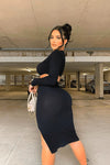 Black Knitted Midi Skirt & Crop Top Co-Ord Set