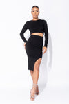 Black Knitted Midi Skirt & Crop Top Co-Ord Set