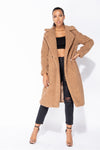 Mocha Longline Borg Teddy Coat