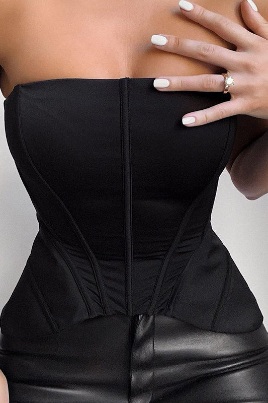 Black Boned Corset Detail Bandeau Top