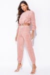 Pink Teddy Borg Top & Joggers Loungewear Set