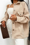 Beige Pocket Detail Oversized Shacket