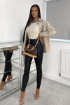 Beige Pocket Detail Oversized Shacket