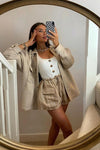 Beige Pocket Detail Oversized Shacket