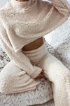 Cream Teddy Top & Wide Leg Trouser Lounge Set
