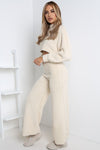 Cream Teddy Top & Wide Leg Trouser Lounge Set