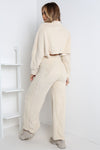 Cream Teddy Top & Wide Leg Trouser Lounge Set