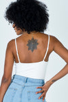 White Ruched Bustier Strappy Bodysuit
