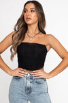 Black Boned Mesh Corset Crop Top