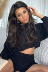 Black Knitted Jumper and Shorts Lounge Set