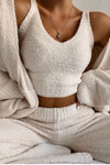 Blush Pink Fluffy Rib Knitted Vest + Wide Leg Lounge Set