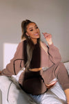 Brown Waffle Knitted Lounge Set