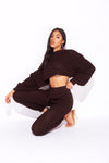 Brown Waffle Knitted Lounge Set