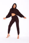 Brown Waffle Knitted Lounge Set